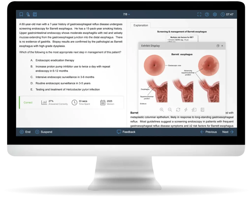UWorld ABFM practice question content displayed on desktop
